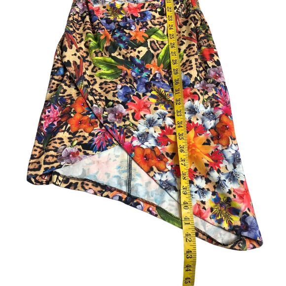 Nicole Miller Collection Dress Womens P Tropical Floral Animal Print Faux Wrap - Picture 14 of 16
